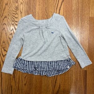 Vineyard Vines Gray Shirt with Gingham Hem